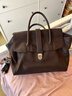 裘真植鞣（胎牛皮）手提公文包女士高級感復古大容量通勤包女 咖啡色-大號（胎牛皮） 曬單實(shí)拍圖