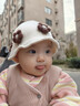 G.duck小黃鴨女童毛線(xiàn)漁夫帽2025秋冬季嬰兒韓版洋氣花朵可愛(ài)保暖針織帽 一圈小花針織漁夫-米色 建議6個(gè)月-3歲(帽圍46-50cm) 曬單實(shí)拍圖