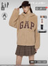 GAP女裝2025秋季新款印花logo寬松蝙蝠袖抓絨圓領(lǐng)衛衣上衣792502 黑色 S (160/84A)亞洲尺碼 曬單實(shí)拍圖