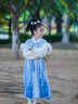 G.duck漢服女童秋冬連衣裙2025新款拜年服兒童國風(fēng)古裝斗篷古風(fēng)公主裙 藍色襦裙+藍色斗篷 120 cm 曬單實(shí)拍圖