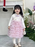班喜迪女童連衣裙春裝國風(fēng)寶寶公主裙套裝過(guò)年旗袍裙周歲禮服兒童網(wǎng)紗裙 粉色 100 曬單實(shí)拍圖