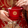絢學(xué)結婚敬茶杯結婚改口茶杯托盤(pán)套裝紅訂婚敬酒杯婚禮敬茶杯套裝結婚 金喜敬茶杯【2個(gè)裝】+方托盤(pán) 曬單實(shí)拍圖