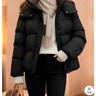 鴨鴨（YAYA）羽絨服女士短款2025年冬季新款時(shí)尚復古格子拼接保暖厚面包服外套 黑色 L /165【推薦130-160斤】 曬單實(shí)拍圖