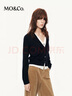 MO&Co.針織開(kāi)衫25秋新品美麗諾綿羊毛可機洗假兩件短款MBE3CART03新年紅 深寶藍色 S /160 曬單實(shí)拍圖