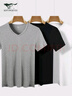 七匹狼短袖男v領(lǐng)t恤男純棉外穿休閑內搭打底衫男3件裝 曬單實(shí)拍圖