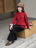 優(yōu)優(yōu)1點(diǎn)（Yoyo one）女童冬季套裝2026新款兒童馬年紅色毛衣冬裝女大童新年服拜年衣服 兩件套【19906紅色+15421黑色加絨】 150 150cm 曬單實(shí)拍圖