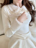 BLOVELAN【現貨】薄藤私語(yǔ) 少女甜美風(fēng)娃娃領(lǐng)磨毛打底衫miu系千金感內搭 杏色（打底衫 XS 曬單實(shí)拍圖