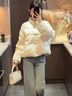 鹿王戀雪新中式盤(pán)扣羽絨棉服女冬季2025年新款設計感洋氣減齡短款棉襖外套 米白色 L 100-120斤 曬單實(shí)拍圖