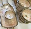 佩爾森釉下彩陶瓷碗碟套裝日式家用碗盤(pán)餐具喬遷禮物山茶花20頭 曬單實(shí)拍圖