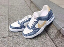 AJBR男鞋秋冬新款空軍aj一號板鞋男青少年透氣百搭運動(dòng)休閑小白鞋子男 白藍 40 曬單實(shí)拍圖