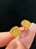 中國黃金（CHINA GOLD）18K金小方糖耳釘女款直針款養耳洞耳情生日送女友三八節女神禮物 送女友*18K金小方糖耳釘【一對】約0.4g 曬單實(shí)拍圖