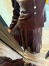 愛(ài)特愛(ài)（EITIE）優(yōu)雅復古絲絨高腰百褶裙秋冬新款a字顯瘦過(guò)膝半身裙D2506903 深咖88 M (160) 曬單實(shí)拍圖