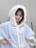 奧圣蔻玉桂狗斗篷睡衣  新款細絨冬季加絨加厚女珊瑚絨軟妹家居服冬季睡 藍狗寬袖斗篷(加厚款) S (75-95斤) 曬單實(shí)拍圖