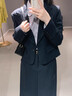 圖曼朵短款西裝外套女小個(gè)子秋季面試正裝職業(yè)裝通勤ol西服套裝裙 黑藏青色西裝外套  【戧駁領(lǐng)版】 S 推薦90-100斤可穿 曬單實(shí)拍圖