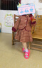 凌卡戚女童小香風(fēng)套裝秋冬新款格子小女孩年服加絨外套百褶裙拜年服套裝 紅色【新年】套裝 cm 身高80-90cm 90 曬單實(shí)拍圖