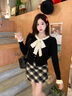 浪莎格子毛呢半身裙女秋冬2025新款高腰A字短裙顯瘦格紋包臀裙子 曬單實(shí)拍圖