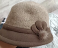 巴哈兔子中老年人冬天帽子老太太媽媽保暖加絨毛呢盆帽洋氣新年送禮物 咖啡色[單帽內里加絨] 曬單實(shí)拍圖
