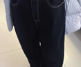 對白（DUIBAI）【大碼系列】復古黑色闊腿牛仔褲冬季新款微胖mm藏肉顯瘦直筒褲 牛仔黑 XL 建議體重135-145 曬單實(shí)拍圖