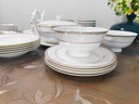 藝汐景德鎮輕奢骨瓷簡(jiǎn)約高檔碗盤(pán)餐具整套碗筷碟套裝家用喬遷結婚禮物 微波爐適用丨皮箱裝丨10人食丨 60件套 曬單實(shí)拍圖
