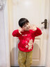 巴布豆兒童紅色衛衣套裝2026年馬年寶寶新年過(guò)年衣服男女童加絨拜年服 紅 發(fā)字巴布+黑 巴布福馬X 100 曬單實(shí)拍圖