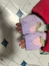 津炳勝兒童翻蓋手套秋冬卡通露指戶(hù)外防寒男女寶寶幼兒嬰兒半指保暖手套 紫色草莓【加厚保暖丨軟糯舒適】 均碼【建議0-3歲】 曬單實(shí)拍圖