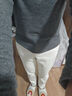歐莎（OSA）白色加厚加絨牛仔褲女秋冬2025年新款高腰顯瘦直筒老爹褲 米白色 M 曬單實(shí)拍圖