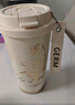 格米（germ）保溫杯女士陶瓷內膽咖啡杯吸管杯子學(xué)生禮物水杯500ML鈴蘭茶白 曬單實(shí)拍圖