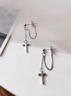 BJYL十字架耳釘男款輕奢高級感銀色耳環(huán)女氣質(zhì)耳墜養耳洞耳飾男士單只 單只 曬單實(shí)拍圖
