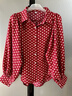 波點(diǎn)印花紅色雪紡女襯衫輕奢高級感襯衣時(shí)尚寬松燈籠袖翻領(lǐng)上衣秋 紅波點(diǎn) 獨家實(shí)拍 均碼  建議80-140斤 曬單實(shí)拍圖
