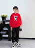 WASSUP WKENG聯(lián)名小熊男童連帽衛衣套裝秋冬2025新款中大童加絨兒童春季運動(dòng)服 紅色+黑褲子（春秋款） 130 兒童尺碼推薦【45-62斤】 曬單實(shí)拍圖