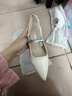 沐霓氣質(zhì)涼鞋配裙子白色高跟鞋女2025年女鞋法式水鉆尖頭細跟單鞋 米白色8CM【36碼】 曬單實(shí)拍圖