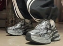 駱駝（CAMEL）【迪麗熱巴同款】銀月復古老爹鞋增高男女鞋運動(dòng)休閑鞋情侶同款 L24A283742 灰/槍/黑 女款 36 曬單實(shí)拍圖