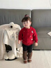 班喜迪兒童毛衣春裝女童外套寶寶毛線(xiàn)上衣男童針織開(kāi)衫春秋裝紅色拜年服 紅色 80 曬單實(shí)拍圖