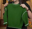韓版男童綠色毛衣秋冬季2025新款兒童帥氣寬松中大童針織圓領(lǐng)上衣 綠色 160 曬單實(shí)拍圖