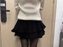 妙奕嘉黑色短裙秋冬毛呢半身裙a字裙蛋糕裙包臀裙百褶裙裙子2025年新款 絲絨蛋糕半身裙【黑色】 L 【建議105-118斤】 曬單實(shí)拍圖