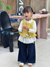 班喜迪女童套裝春裝2026新款寶寶洋氣時(shí)髦小童裝春秋公主兒童衣服三件套 黃色 90 曬單實(shí)拍圖