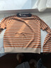 植物學(xué) BOTANIQUE北歐色系撞色領(lǐng)口美麗奴條紋毛衣 橘杏 S 曬單實(shí)拍圖
