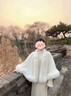 皮爾卡丹（pierre cardin）新娘結婚毛披肩婚紗披肩斗篷婚禮保暖披風(fēng)白色開(kāi)衫伴娘皮草外搭冬 【白色】 曬單實(shí)拍圖