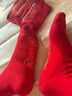 頂瓜瓜100%襪子女純棉七星連珠紅襪10A抗菌防臭馬年本命年踩小人中筒冬 曬單實(shí)拍圖