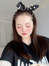 花詩(shī)可韓系波點(diǎn)蝴蝶結頭箍女2025新款高級感帶齒壓發(fā)高頭顱防滑洗臉發(fā)箍 1#黑色波點(diǎn)-兔耳朵發(fā)箍 曬單實(shí)拍圖