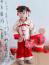 班喜迪女童漢服套裝秋冬裝寶寶周歲禮服兒童新中式國風(fēng)唐裝冬季拜年衣服 紅色 90 曬單實(shí)拍圖