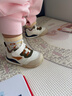 江博士（DR·KONG）秋季男女?huà)雰簩殞毿?簡(jiǎn)約拼色步前鞋 休閑透氣魔術(shù)貼幼兒童鞋 米/藍/杏 22 腳長(cháng)約12.7-13.3 曬單實(shí)拍圖