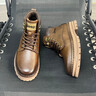 Jeep吉普休閑鞋男春季新款復古百搭戶(hù)外高幫鞋英倫風(fēng)厚底工裝馬丁靴男 粟棕 【標準運動(dòng)鞋碼】 41 曬單實(shí)拍圖