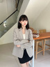 素典（WHIteALLUSION）設計感一?？坌蓍e正肩西裝外套2026春季新款職業(yè)通勤西服上衣5801 淺灰色 S 曬單實(shí)拍圖