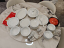 漢茗高白泥釉下彩景德鎮玲瓏瓷碗盤(pán)餐具整套高檔家用碗碟套裝喬遷禮物 【升級款-10人位】70件丨定制錦盒 曬單實(shí)拍圖