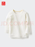 優(yōu)衣庫嬰幼兒寶寶HEATTECH棉混紡圓領(lǐng)T恤/長(cháng)袖保暖衣秋衣478444 01 乳白色 80 曬單實(shí)拍圖
