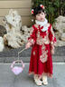 玫初莎拜年服女童冬裝加絨過(guò)年喜慶紅色新年兒童漢服2025新款中國風(fēng)古裝 659酒紅+毛領(lǐng)+頭飾眉心貼 加絨 120 【建議身高115cm左右】 曬單實(shí)拍圖