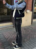 邁迪薩cleanfit百搭牛仔褲重磅水洗黑灰微喇顯高男女情侶款牛仔褲 黑色（升級款） L 【105-120斤】 曬單實(shí)拍圖