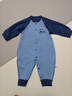 暖絨嬰兒連體衣秋冬季男孩衣服保暖哈衣小月齡女寶寶長(cháng)袖外出爬服 藍色 無(wú)骨縫單件裝 90cm 曬單實(shí)拍圖