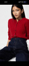 優(yōu)衣庫女裝紐花圓領(lǐng)針織開(kāi)衫/毛衣外套空調衫通勤秋冬新款481477 16 紅色 M 曬單實(shí)拍圖